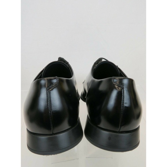 PRADA 2EC124 BLACK POLISHED LEATHER POINTED TOE LACE UP LOGO OXFORDS 11 US 12 main image 4